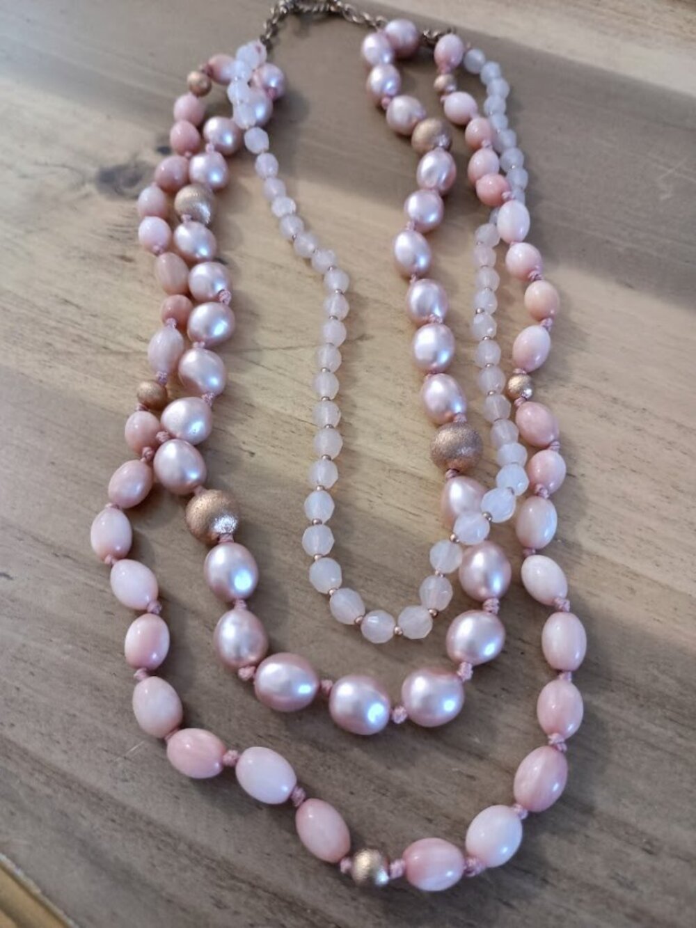 Vintage Monet Pink Champagne Beaded Necklace